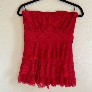 Deb Red Lace Tube Top SZ Large